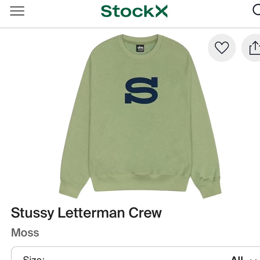 STUSSY Letterman Crew ‘Moss’ Crewneck Sweater